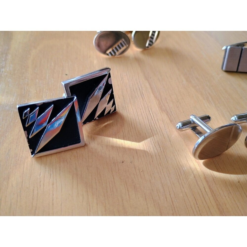 Lot Of 4 Silver And Gold Cufflinks Includes 3 Swank - Picture 2 of 9